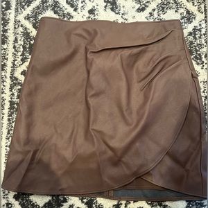 Brown vegan leather skirt